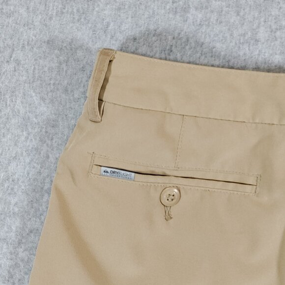 QuickSilver Amphibian Shorts Size 27 Beige Tan 10in Inseam Stretch Beach Board - Picture 11 of 13